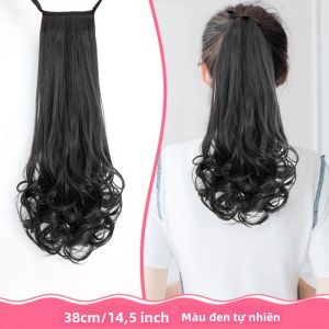 Chịu Nhiệt Tổng Hợp Dài Thẳng Xoăn Quấn Quanh Kẹp Trong Đuôi Ngựa Tóc Giả Phần Lông Dành Cho Nữ