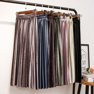 [mimiraco] Satin Pleated Maxi Skirt/Vintage Skirt Satin Maxi