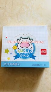 Gọt bút chì Deli hình chú bò 68654 - Chuốt bút chì mini Xanh/Hồng/Xám - VPP Ánh Dương