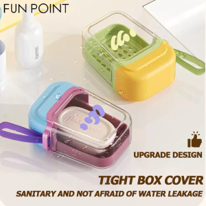 FUN POINT Portable Dopamine Travel Soap Box Waterproof Leak-Proof Soap Holder Drain Storage Bathroom Soap Rack