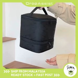 DROPASSIST 1640 READY STOCK Nail Organizer Manicure Bag Makeup Bag Cosmetic Organizer Bag 30 Grids Double Layer PU Nylon with Handle