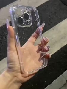 Fashion Soft Glitter Bling Phone Case For iPhone 15 Pro 16 13 18 14 17 Pro Max Air Duo 16e Anti-Drop Clear Silicone Funda Cover