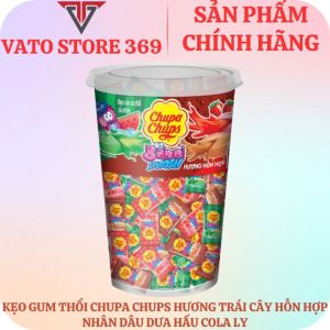 Kẹo gum thổi CHUPA CHUPS big babol sploosh hương trái cây hỗn hợp có nhân dâu dưa hấu và cola ly 251.6g ( 74 viên )