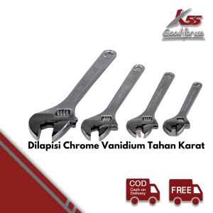 K55 Kunci Inggris Adjustable Wrench Satuan 8 - 15 inch Chrome Vanadium
