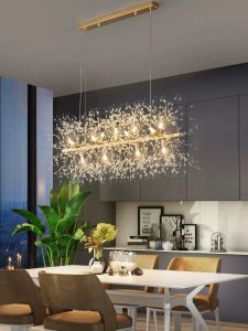 Nordic lampu gantung kristal langit-langit tinggi restoran lampu strip meja makan lampu gantung dekorasi interior lampu