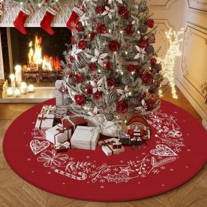 VIKAMA Minimalist Design Christmas Tree Skirt for Family Gatherings Holiday Parties and Festive Atmosphere Decorations