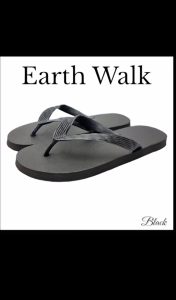 Earth Walk Mens Black and White casual wear non-slip and durable rubber flipflops