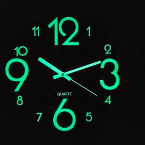 HOL 12 inches Luminous wooden silent wall clock creative fluorescent clock