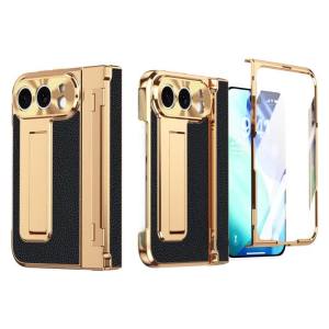 szhaiyu | For iPhone Duo iPhone 18 Fold Case Protective Anti Finger Print With Hinge Protection With Tempered Glass Film Back Cover