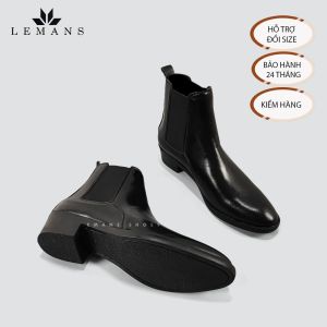[SẴN HÀNG] Giày da bò nguyên tấm nhập khẩu Chelsea Boots LeMans CB04 mũi nhọn tăng cao 5cm bảo hành 24 tháng