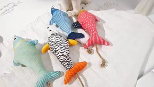 AP AIMAYAPET Plush Fish Cat Toys with Catnip&bell Self-Happy Bite-resistant Mainan Kucing Interactive 猫玩具
