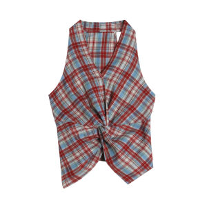 Halter Neck Sleeveless Cinch Waist Twisted Tank for Summer