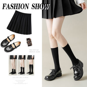 JK กว่าเข่าถุงเท้าผู้หญิงพื้นฐานคลาสสิกอเนกประสงค์สีดำสีขาวยาวและกลางถุงเท้า Ins แฟชั่นลูกวัวสาวถุงน่อง 20-52 เซนติเมตร