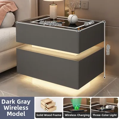 MLZH |Smart bedside table integrated built-in safe combination lock small bedroom cabinet minimalist modern style solid wood