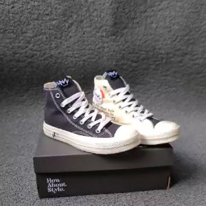 Obral Sepatu Hawn Velora High Belang Hitam Putih Kanvas 38-43 Sol Glossy