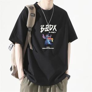 100% Pure Cotton American Style Heavyweight Summer Short Sleeve T-Shirt Mens Loose Fit Student High Street Trend Brand Half Sleeve INS Top