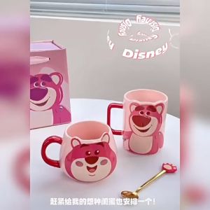 Bộ Cốc Gấu Dâu Lotso Cao Cấp Kèm Hộp Sang Trọng 500ml Cốc Cute Dễ Thương Thích Hợp Làm Quà Tặng Sinh Nhật