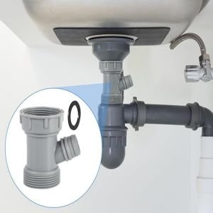 Kitchen Sink Drain Pipe Y Adapter with Rubber Gasket Deodorizing Three-way Water Pipe Connector Drain Diverter Sink Accessories