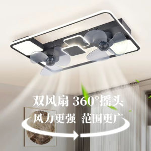 โคมไฟพัดลมเพดานแบบหมุนได้360องศาสไตล์นอร์ดิกสำหรับห้องรับแขกห้องรับประทานอาหารโคมไฟพัดลมแบบแขวนแบบมองไม่เห็นสำหรับห้องนอนแบบใหม่