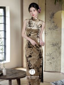 Chinese Style Elegant Velvet Qipao Dress