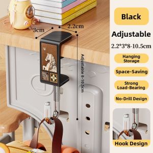 Adjustable No-Drill Backpack Hanger for Desks