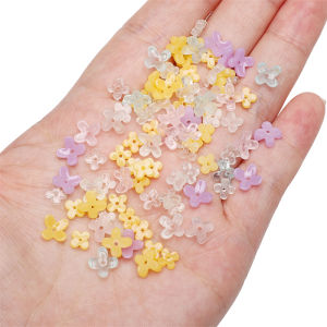 20pcs Resin Four Petal Flower  Beads Loose Spacer Beads For Handmade Bracelet Necklace Earring Keychain DIY Craft Jewelry Making Accessories