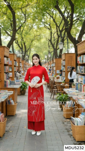 Set Áo Dài MDU5232 Chất Liệu Lụa Cao Cấp Cổ Áo Đứng Cùng Tay Lửng Rộng Duyên Dáng Từ MDU