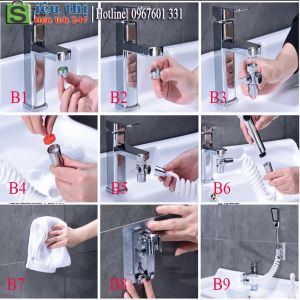 Bộ Đầu Chia Vòi Nước Chậu Rửa Mặt Gồm Đầu Chia DâyGiá Móc Và Vòi Sen TI0441