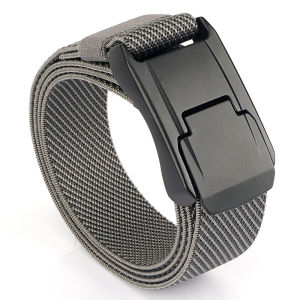 Aowei Cattle Elastic Alloy Press Quick Release Buckle Mens Belt Pant Belt Nylon Woven Canvas Elastic Tactical Belt