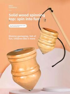 XIAOYAOJIN YANGGE | Traditional Wooden Spinning Top with Whip for Children and Adults