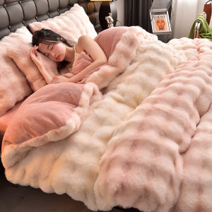 YAOKANG | Luxury Fleece Bedding Set 4Pcs Coral Velvet