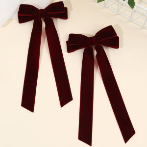 2pcs Burgundy Deep Red Hair Clips Long Tail Velvet-Like Hairpins For Girls Curly Straight Party Daily Headwear Hair Accessories