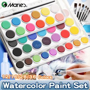 Maries Watercolor Paint Set in 12/16/28/36 Colors with a Paint Brush for PaintingWriting for Adults Artists Students
