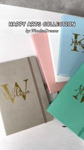 Personalized AURORA Notebook Journal Garter Closure A5 Leather with Name (Vinyl Sticker)