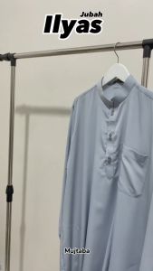 Pakaian Muslim Pria Gamis Jubah Ilyas Dewasa Bahan Super Silky Polos Hitam Silver Mocca Putih Jubah Haji & Umroh New Arrival Kancing Lengan Panjang