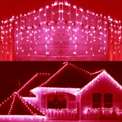 Christmas Garland LED Curtain Icicle Lights Festoon LED Light Droop Waterfall String Lights Outdoor Garden Street Eaves Decor