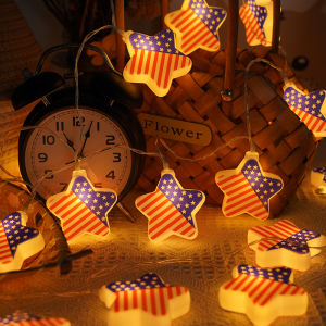 USA Flag Patriotic LED String Lights - RedWhite & Blue 4th of July DecorationsOutdoor Starry Lights for Independence Day Party