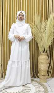 Gamis putih anak perempuan  | gamis anak warna putih Plus Kerudung  | Others