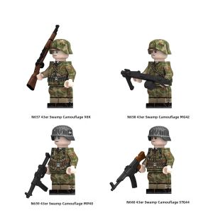 Military Type 43 Mini 98K MG42 MP40 Soldiers Brick Assembly Toy