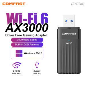 Comfast | COMFAST AX3000 WiFi 6 Adapter 3000Mbps 2.4G&5GHz Gaming Wireless Network Card USB 3.0 WiFi6 Dongle Driver Free for Win10/11 WPA3