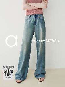 MO&Co. | Autumn Active Series Floor-Length Wide Leg Cotton Jeans