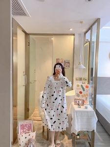 MURHOL Baju Daster Renda Lengan Panjang Besar Wanita Baju Tidur Piyama Lengan Panjang Baju Rumah