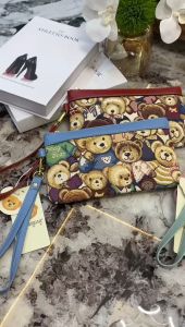 Pouch Dompet Wanita Bahan Kanvas Kombi Kulit