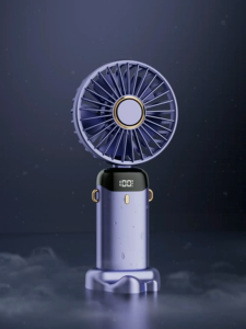 2025 new long life digital display folding 5 handheld small fan portablemini silent office student dormitory rechargeable USB handheld strong coolin gair table small fan camping office table