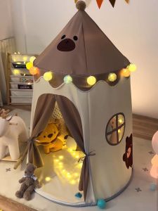 Dulepig Foldable Castle Play Tent for Kids with LED Lights - Spacious Indoor Playhouse Portable Baby Fort