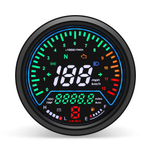 RYSJM | Universal Motorcycle Speedometer Backlight Indicator with LED Signal Light Led Round Speed Drive Gear 199km/h Kmometer Parts
