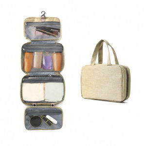 Portable  Fold Cosmetic Bag with Hook Large Capacity Waterproof Storage Bag Cosmetic Bag Wash Pouch For Travel Trip Men Women