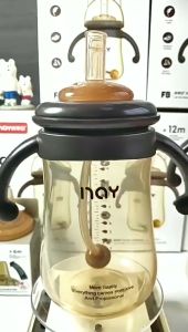 Sweetybayibayi 3 IN 1 Nano-Sliver Feeding Bottle Newborn 240/300ml Wide Neck Feeding Bottle With Straw Baby Anti-Coli Milk Bottle