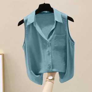 French Fashionable Chiffon Sleeveless Shirt Women Summer New Style Elegant Small Size Versatile Chic Vest Base Top