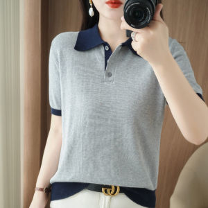 YUEXINYIRONG | Cotton Color Block Polo Collar T-shirt 2026 New